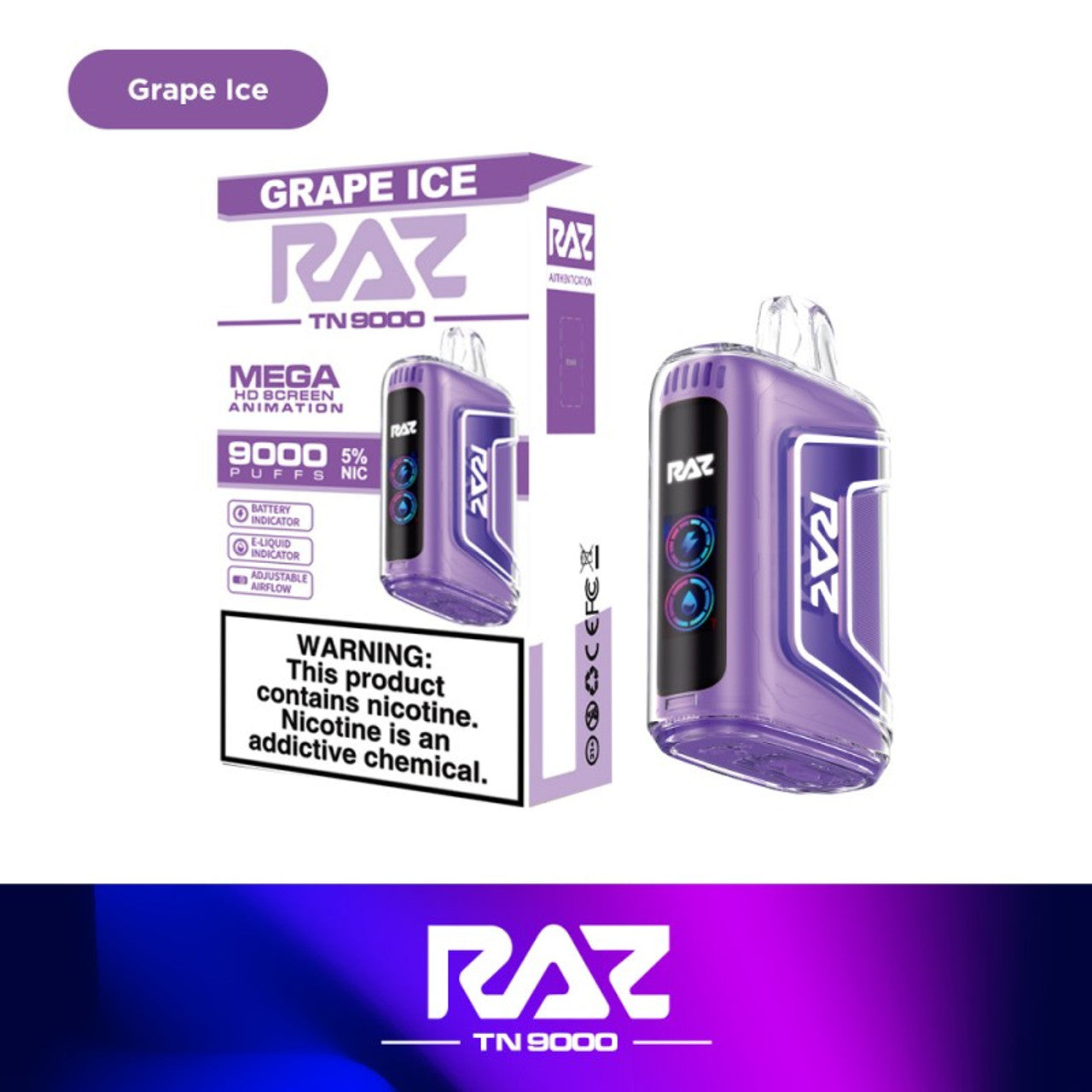 RAZ TN9000 - Grape Ice | America's No.1 Online Vape Shop – Price