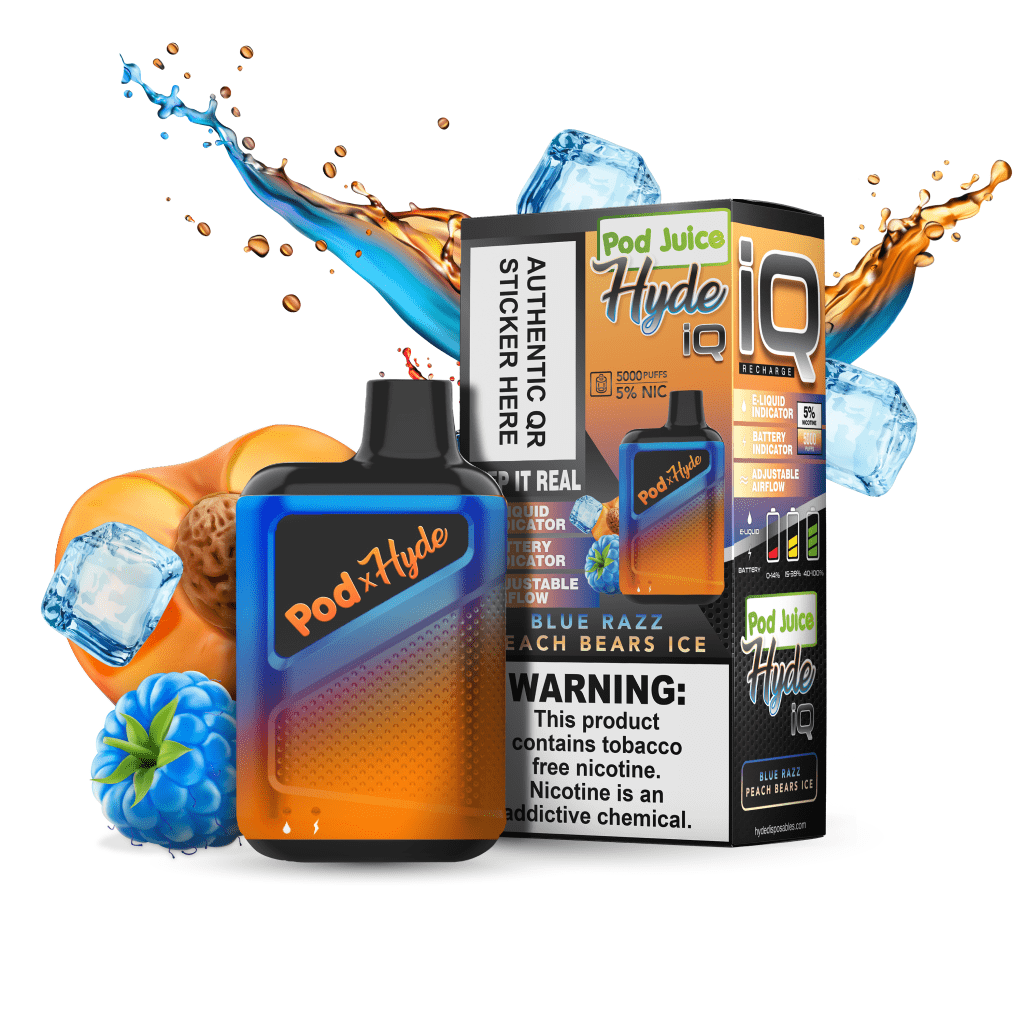 POD JUICE X HYDE IQ DISPOSABLE DEVICE - BLUE RAZZ PEACH BEARS ICE | PRICE POINT NY