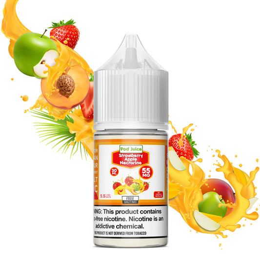 STRAWBERRY APPLE NECTARINE 55MG BOTTLES AGAINST A WHITE BACKGROUND WITH FRUITS | PRICE POINT NY