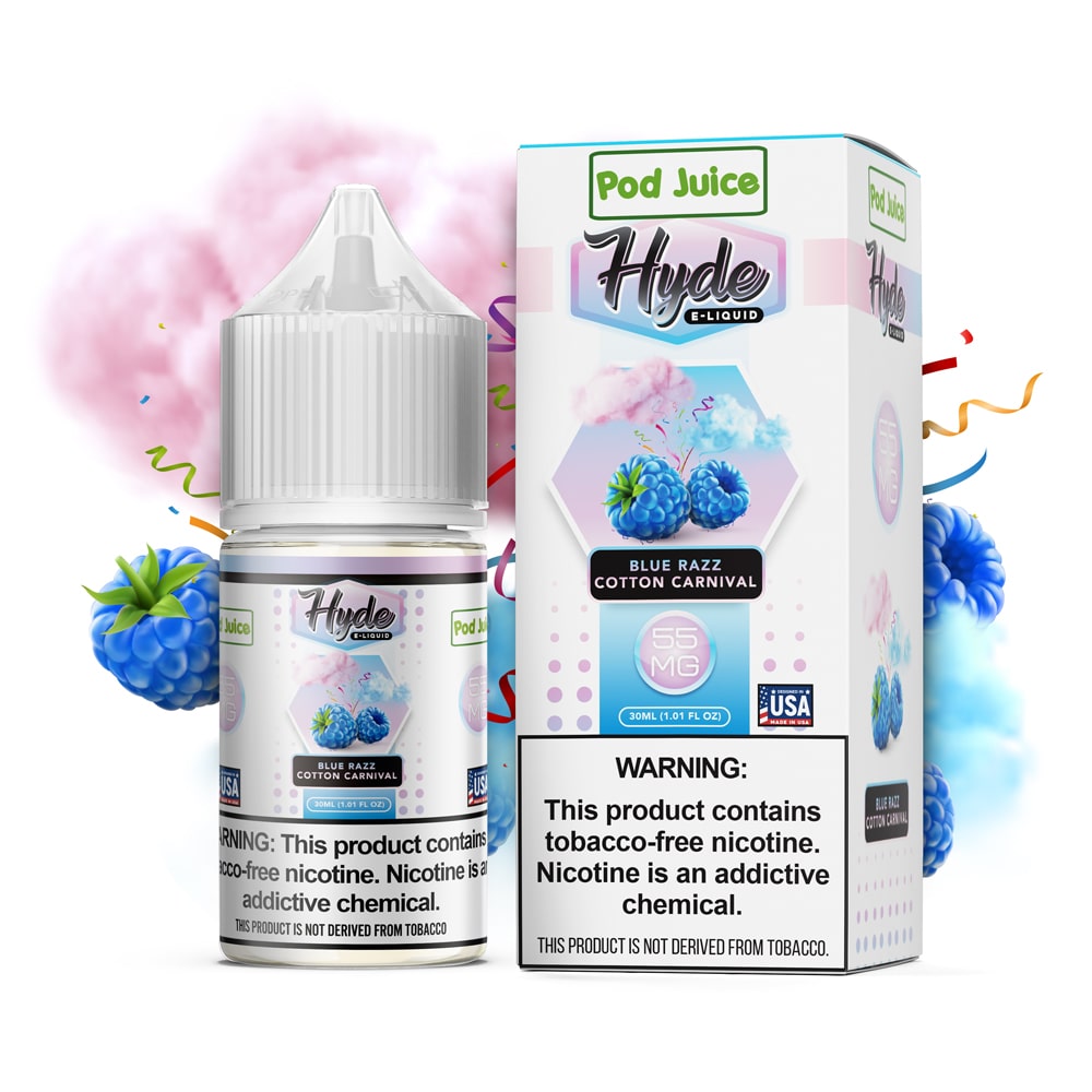 Pod Juice x Hyde TFN Salt Nic - Blue Razz Cotton Candy | America's Vape Shop Price Point NY Pod Juice x Hyde TFN Salt Nic - Blue Razz Cotton Candy | America's Vape Shop Price Point NY