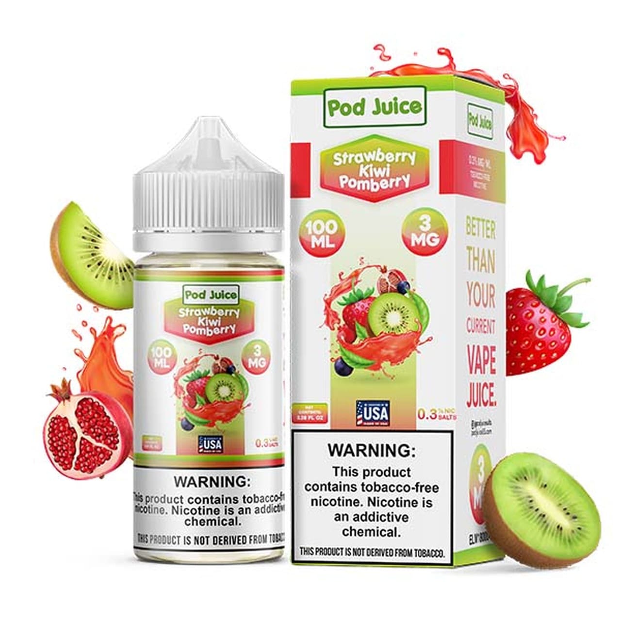 Pod Juice Freebase Nicotine - Strawberry Kiwi Pomberry Price Point NY Pod Juice Freebase Nicotine - Strawberry Kiwi Pomberry Price Point NY