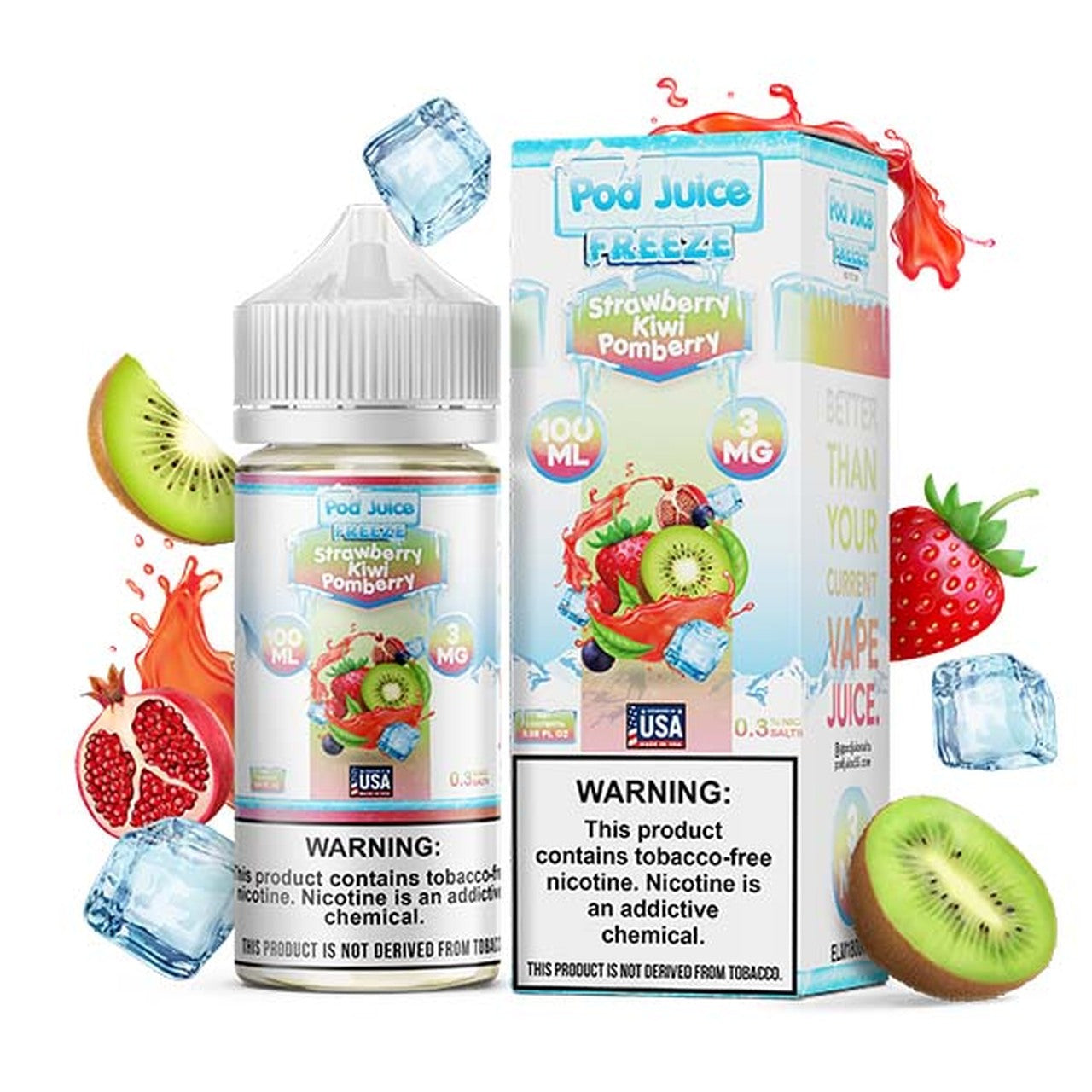 Pod Juice Freebase Nicotine - Strawberry Kiwi Pomberry Freeze Price Point NY Pod Juice Freebase Nicotine - Strawberry Kiwi Pomberry Freeze Price Point NY