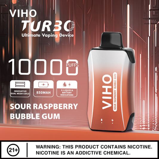 VIHO Turbo 10k - Sour Raspberry Bubble Gum