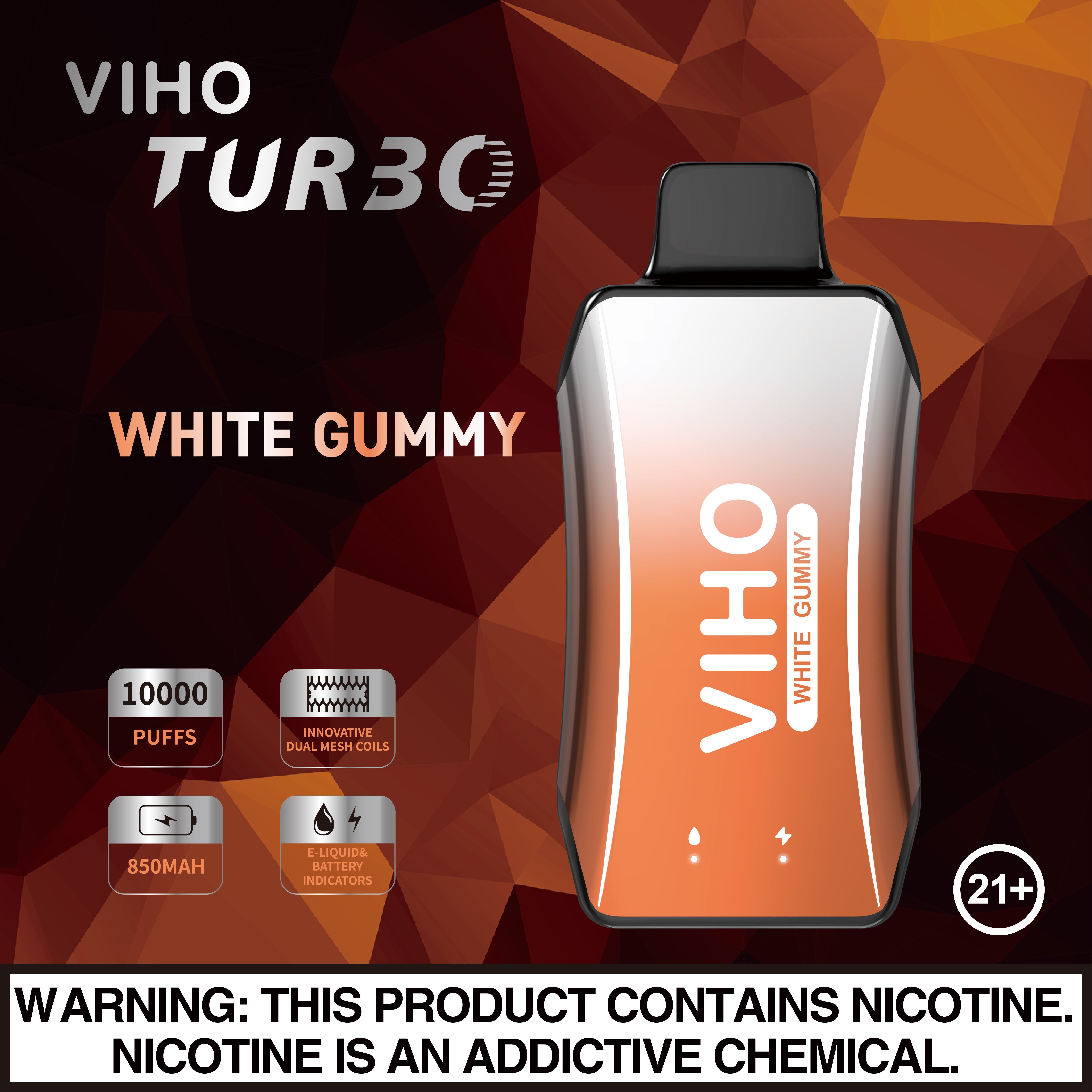 VIHO Turbo 10k - White Gummy | America's No.1 Online Vape Shop