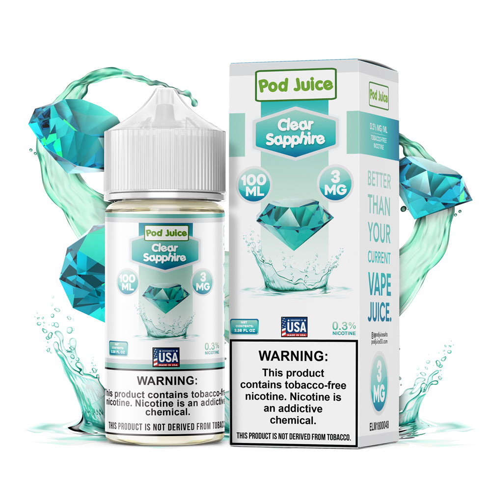 Pod Juice Freebase Nicotine - Clear Sapphire | America's No.1 Online Vape Shop Price Point NY Pod Juice Freebase Nicotine - Clear Sapphire | America's No.1 Online Vape Shop Price Point NY