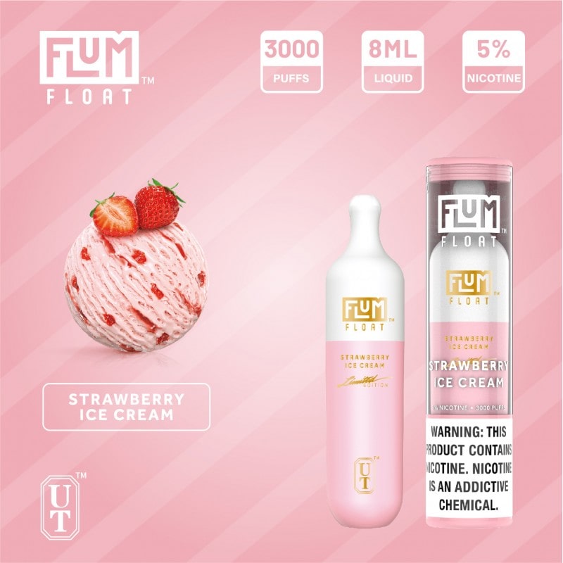FLUM FLOAT STRAWBERRY ICE CREAM 3000 PUFF DISPOSABLE - PRICE POINT NY