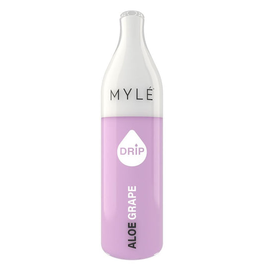 MYLE DRIP DISPOSABLE UPRIGHT BOTTLE PRODUCT SHOT - ALOE GRAPE | 2000 PUFFS | PRICE POINT NY