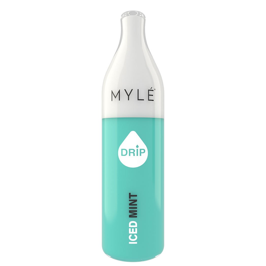 MYLE DRIP DISPOSABLE UPRIGHT BOTTLE PRODUCT SHOT - ICED MINT | 2000 PUFFS | PRICE POINT NY