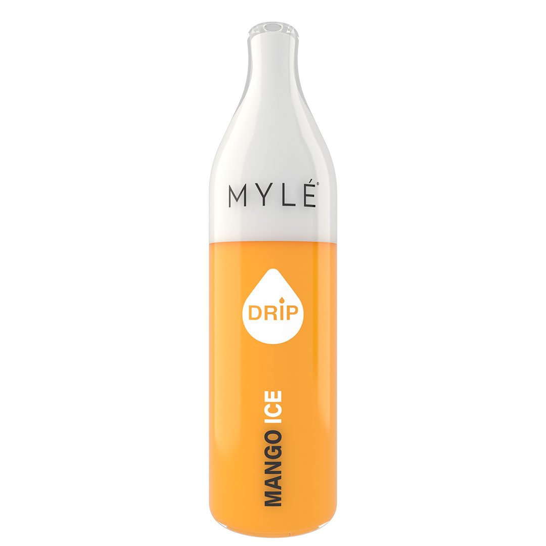 MYLE DRIP DISPOSABLE UPRIGHT BOTTLE PRODUCT SHOT - MANGO ICE | 2000 PUFFS | PRICE POINT NY