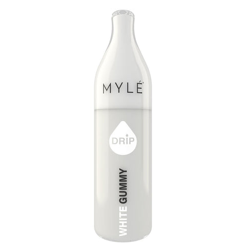 MYLE DRIP DISPOSABLE UPRIGHT BOTTLE PRODUCT SHOT - WHITE GUMMY | 2000 PUFFS | PRICE POINT NY