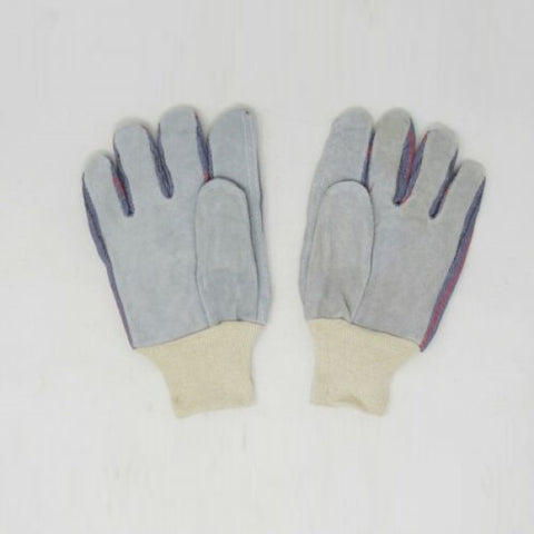 New 12 pair pack size L Grey Leather Gloves with knitted cuff/ Style # US-EWG